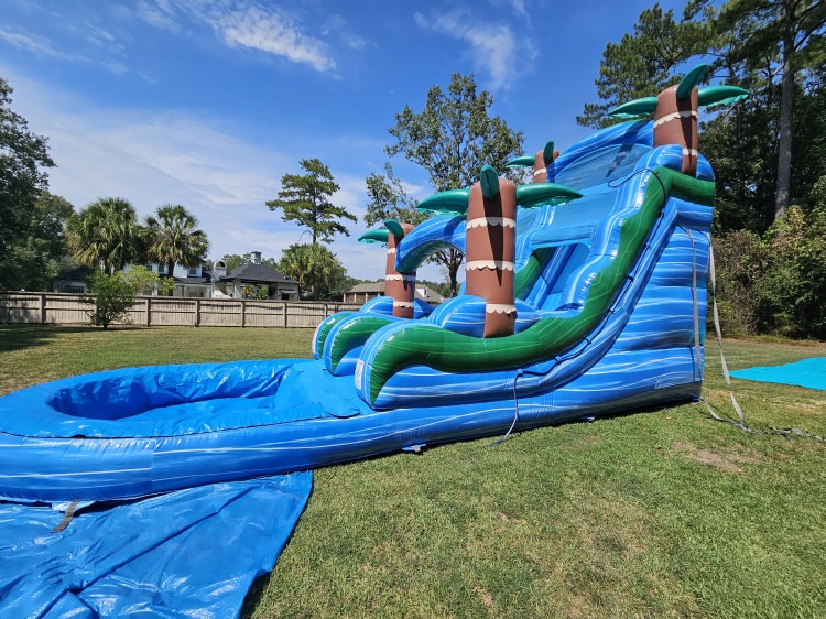 18ft Blue Hurricane Single Lane Waterslide