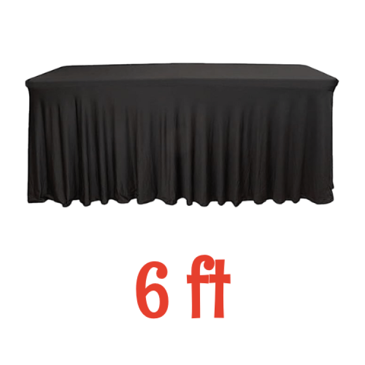 Black - 6' Banquet Traditional Spandex Tablecloth