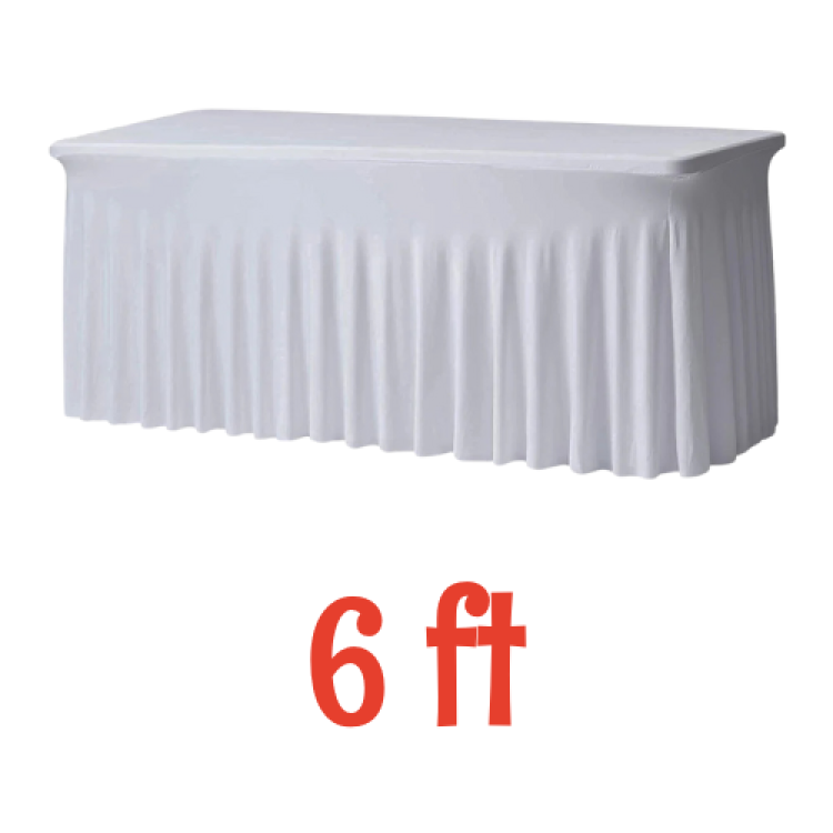 White- 6' Banquet Traditional Spandex Tablecloth