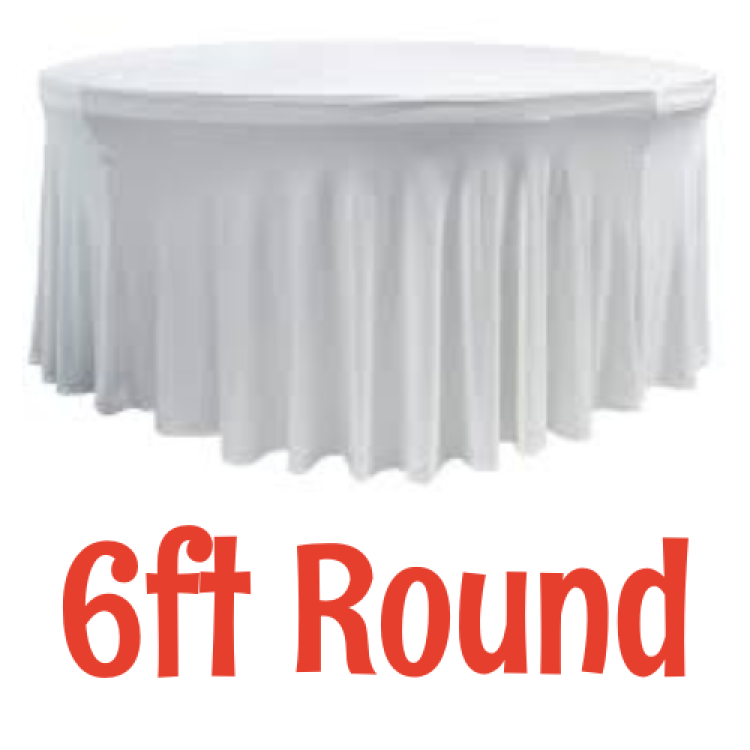 White - 6' Round Traditional Spandex Tablecloth