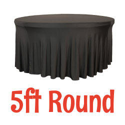 Black - 5' Round Traditional Spandex Tablecloth