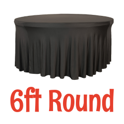 Black - 6' Round Traditional Spandex Tablecloth